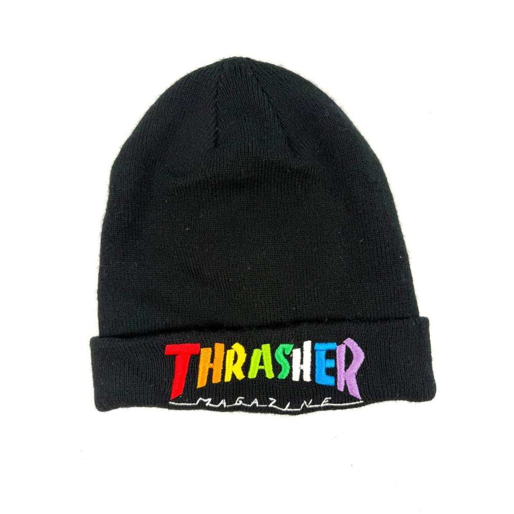 Thrasher Magazine RAINBOW MAG LOGO Skateboard Beanie BLACK